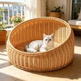 thumbnail image 6 of Cat Bed Rattan Indoor Cat House Wicker Pet Bed Breathable Washable Cushion Stable Cozy Sleeping Basket Pet Rest Bed, For Indoor Cats Small Dogs Bedroom Living Room Home Use, 6 of 6