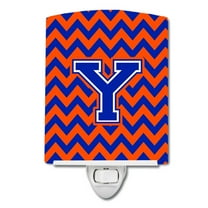 Letter Y Chevron Orange and Blue Ceramic Night Light