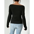 thumbnail image 6 of KelaJuan Women T-shirt, Long Sleeve Off-shoulder Tops Solid Slim Fit Fall Ladies Clubwear, 6 of 6