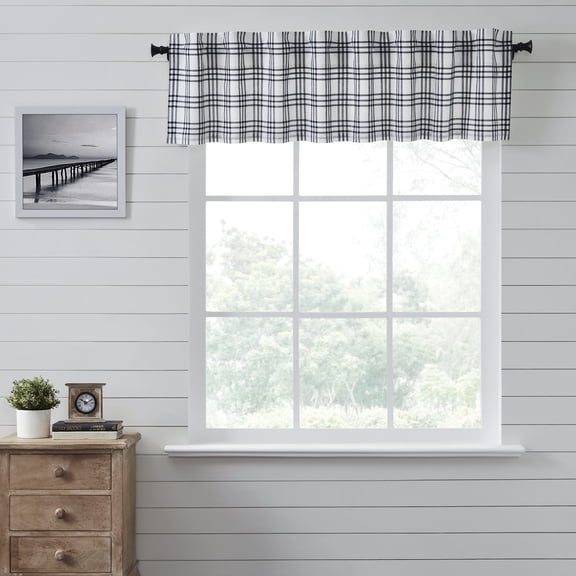 VHC Brands, Sawyer Mill Plaid Valance, Black, 16x72