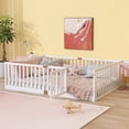 thumbnail image 2 of Sesslife Full Size Floor Bed with High Fence & Door, Wood Toddler Bed with Salts and 21.5” Safety Guardrails, Montessori Floor Bed, Full Bed Frame for Kids Boys Girls, No Box Spring Needed, White, 2 of 10