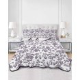 thumbnail image 3 of Purple Flower Queen Size Down Alternative Comforter, Lightweight Comforter Quilt Bedding Set with Pillow Shams Vintage Farmhouse Boho Leaf Spring Plant All Seasons Bed Comforter Duvet Insert 90"x96", 3 of 7