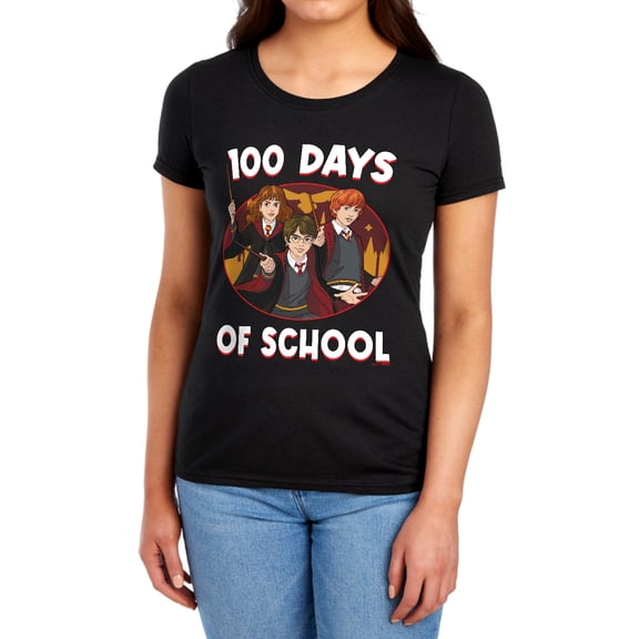 Harry Potter 100 Days of School Women's T Shirt, Black, Medium