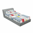 thumbnail image 3 of Ambesonne Geometric Fitted Sheet & Pillow Sham Set, Quadratic Striped Grid, Full, Multicolor, 3 of 3