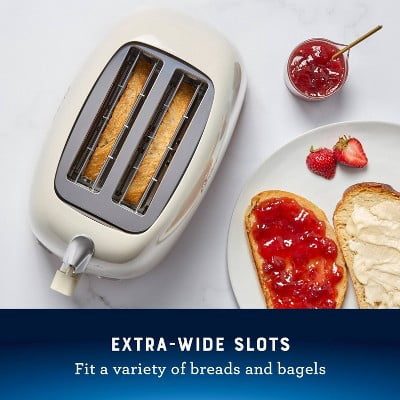 2-Slice Toaster Stainless Steel With Extra-Wide Slots Oat Milk: Bagel & Bread Toaster, 1000W, Spot Clean