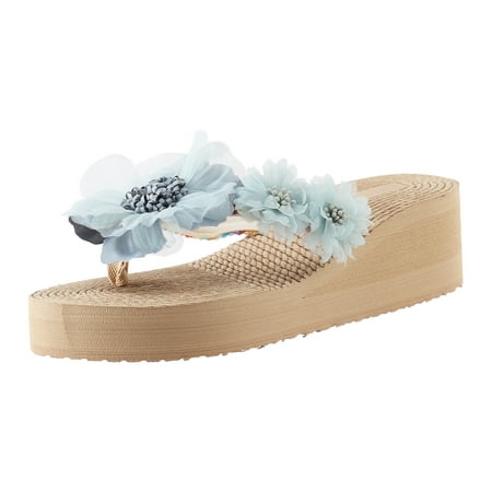 

ASEIDFNSA Plus Size High Heels for Women Wide Slippers Women Size 9 Fashion Spring And Summer Women Flip Flops Thick Bottom Wedge Heel Lightweight Solid Color Floral Flip Flops Beach Style