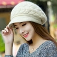 thumbnail image 4 of Women Winter Warm Knit Hats Caps Wool Snow Ski Cap Beanie Ski Berets Snapback Caps with Visor, 4 of 5