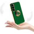 thumbnail image 5 of Owlwon for Samsung Galaxy S23 Case with Screen Protector, Built-in 360°Rotation Ring Holder Magnetic Stand, Luxury Shiny Plating Edge Shockproof Electroplated Protective Phone Cover (Green/Golden), 5 of 8