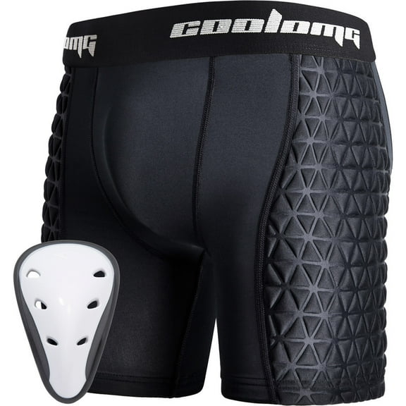 Coolomg Boys Youth Baseball Sliding Shorts with Athletic Cup Padded Slider Short for Softball Football Lacrosse Hockey