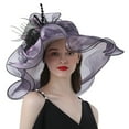thumbnail image 2 of GILIGEGE Women's Organza Fascinator Church Derby Hat Floral Tea Party Wedding Hat Women's Street Photography Flower Sun Visor Hat Personality Good Wear Big Brim Hat Travel Outing Curly Edge Hat, 2 of 3