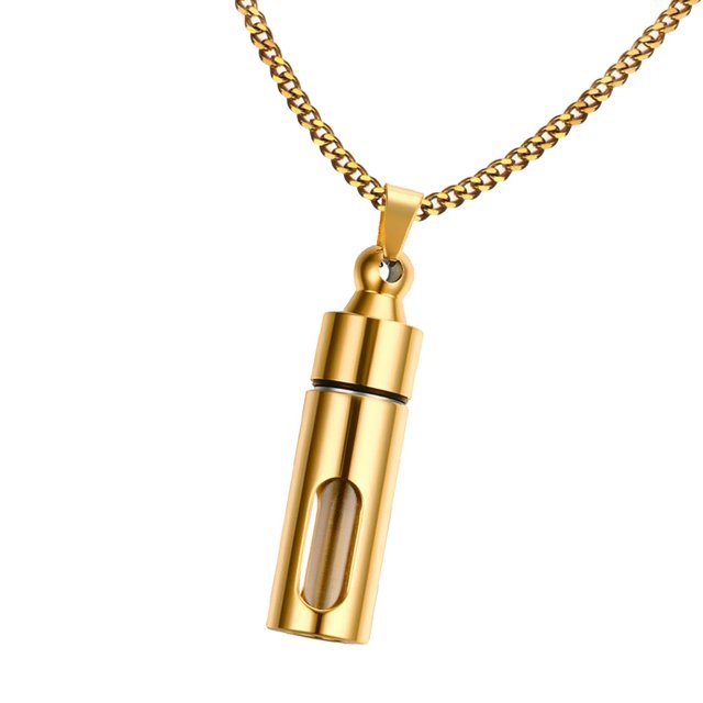 Collar de Cadena Colgante de Soporte de de Píldora de Botella de Inoxidable Joyería de Moda para Hombres - Oro Sunnimix Collar del acero inoxidable