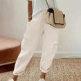 thumbnail image 2 of Atogsazn Women's Summer Cargo Pants Casual Elastic Waisted Drawstring Sweatpants with Pockets Beige S, 2 of 6
