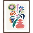 thumbnail image 4 of Kate and Laurel Framed Wall Art Print 'Retro Whimsical Floral vase' by Rachel Lee, 34 x 42, Florence Medium Brown Frame, Whimsical, Abstract Art for Wall Decor, 4 of 8
