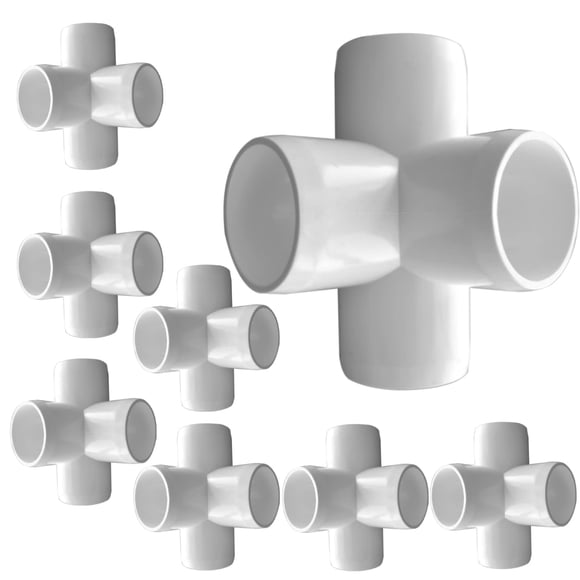 Paquete de 8 accesorios de PVC de 1 1/4, codos de 4 vías, accesorios de PVC para muebles de PVC de alta resistencia SCH 40, tees de salida lateral de 4 vías, accesorios de conector de PVC para coberti