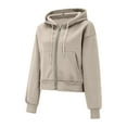 thumbnail image 4 of TRUBKH Full Zip Up Hoodie light weight cardigan women kimono cardigan zip up hoodie women hoodies for women Zip Up Cropped Hoodies Sweatshirts Full Zip Crop Jacket Fall Clothes Gray L, 4 of 8
