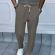 thumbnail image 1 of Pantalones largos para hombre con cordón, cintura elástica y bolsillo de color liso, sudadera con capucha y perneras ajustadas, pantalones de chándal de poliéster para hombre., 1 of 6