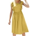 thumbnail image 1 of Robe à Manches à Volants pour Femmes Col Rond Décontractée Jupe Ample Unie Sans Manches Robe Longuette à Volants, 1 of 1