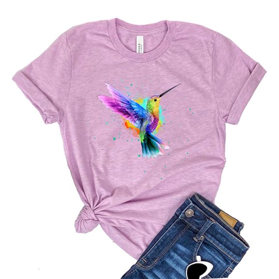 Humming Bird T-shirt Bird Lover Shirts Nature Tshirt Watercolor Bird Shirt Birdwatcher Gift Women's Hiking Tee