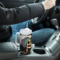 thumbnail image 4 of Yayeee 30oz Double-Wall Insulated Stainless Steel Tumbler with Handle Bottle, Skeleton with Sun, 4 of 8