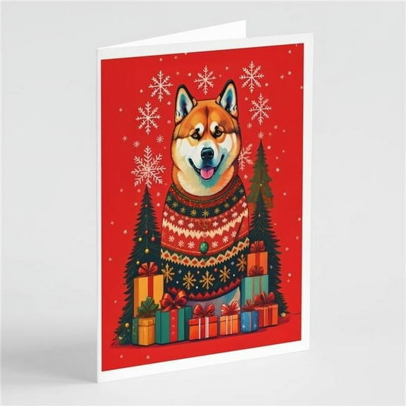 Akita Holiday Christmas Greeting Cards Pack of 8 7 in x 5 in