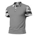 thumbnail image 5 of Homeyce Polo Shirts for Men Short Sleeve Contrast Collared Polo Shirts Button Business Casual Work Office Lightweight Polo Tee Solid Color Pullover Shirts,Gray 3XL, 5 of 5