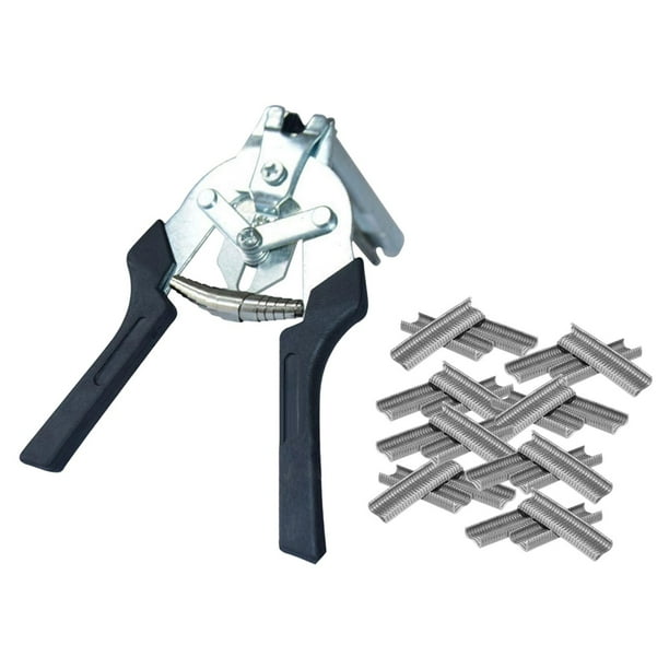 Alicates de Anillo de Cerdo con Clips Alicates Herramientas de Mano Alicates de Sujeción Abrazadera para Jaulas de Animales Jaula de Aves , negro