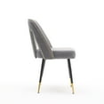 thumbnail image 4 of Hassch Velvet Upholstered Dining Chairs 2 Pack, Modern Side Chairs with Nailhead Detail and Gold-Tipped Black Legs, for Living Space and Home Office, Gray, 4 of 9