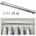 thumbnail image 1 of Stainless Steel Extendable Wardrobe Rod 51cm to 80cm Anti-corrosion Adjustable Telescopic Curtain Rod Extendable Wardrobe Tube for Closet Bathroom Kit, 1 of 5