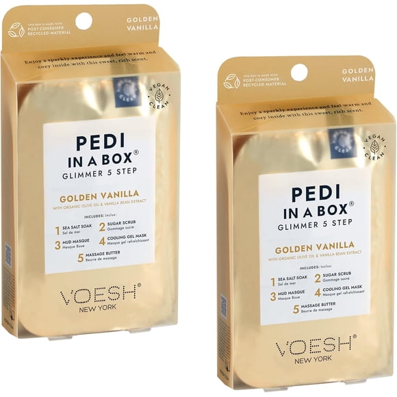 VOESH Pedi en Boîte Scintillant - Vanille Dorée, Lot de 2