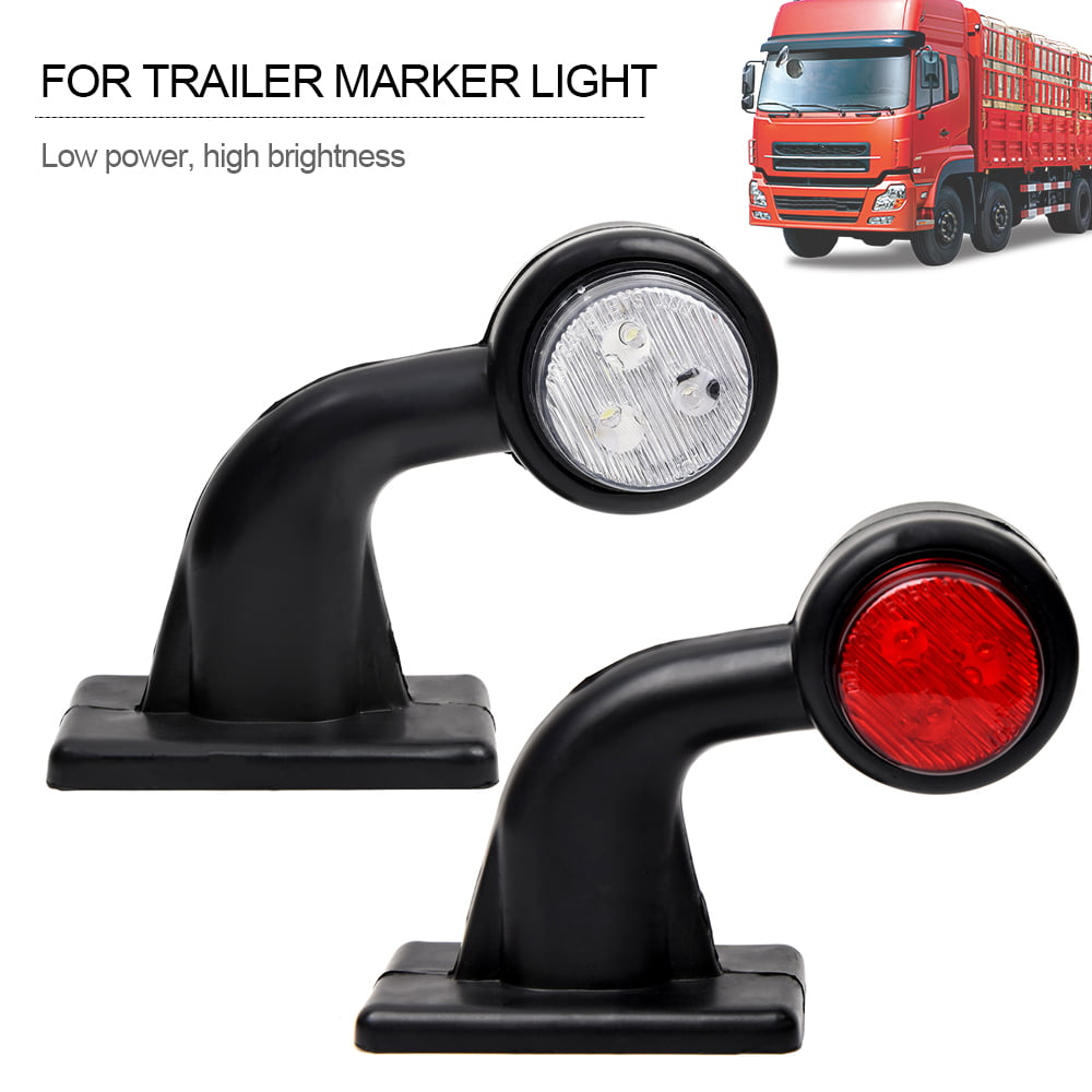 2 x 8 LED SIDE RUBBER ELBOW MARKER LIGHT LAMP OUTLINE TRUCK TRAILER BUS 12V 24V 