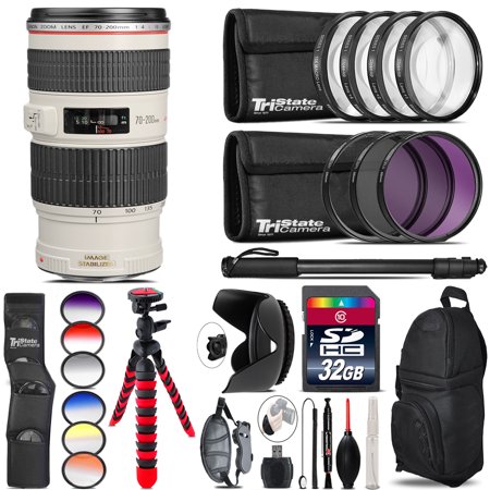 Canon EF 70-200mm 4L IS USM Lens + Graduated Color Filter - 32GB Accessory Kit