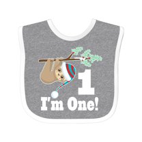 Inktastic First Birthday Sloth 1 Year Old Boys or Girls Baby Bib