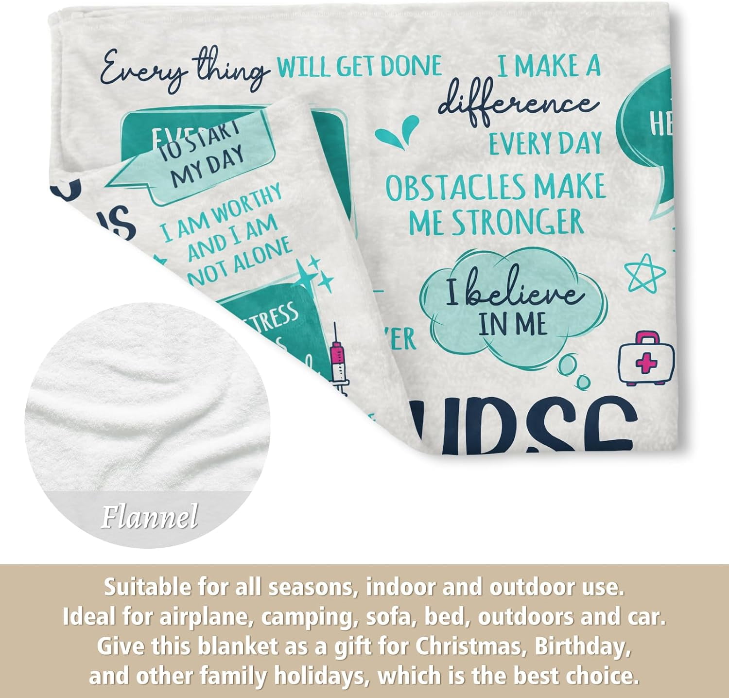 Nurse Gifts for Women Men- Soft Nurse Blanket with Nurse Daily Affirmations- LPN RN Gifts for Nurses Practitioner, Nurses Week/Day Gifts, Nursing School Graduate Birthday Appreciation Gifts