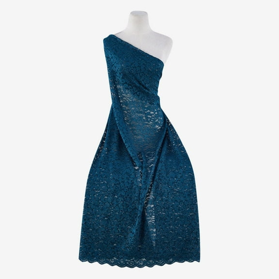 Zelouf Coco Stoney Lace Glitter  , Sewing, DIY, Crafts Fabric by the Yard, Majestic Peacock, 3 Yard