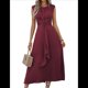 thumbnail image 3 of Vestido Midi Informal Sin Mangas de Verano para Mujer, Ajustado, con Lazo en la Cintura, , 2025 Marrón Rojizo XL, 3 of 10