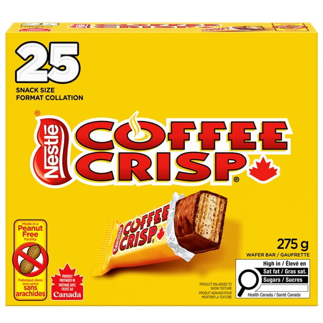 COFFEE CRISP Mini-gaufrettes, usine sans arachides, préparées au Canada