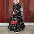 thumbnail image 2 of ZANZEA Women Floral Print Long Sleeve Belt Muslim Abayas Holiday Party Casual Kaftan Long Dress, 2 of 4