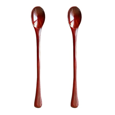 

2pcs Wooden Spoons Home Wood Soup Spoons Eating Coffee Mixing Stirring Spoons