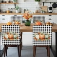 thumbnail image 3 of Thanksgiving Green Orange Pumpkin Chair Covers Set of 8 Leaves Vintage Black Plaid Chair Back Covers Stretch Removable Washable Slipcovers Protector for Dining Room Kitchen Party Decor, 3 of 5