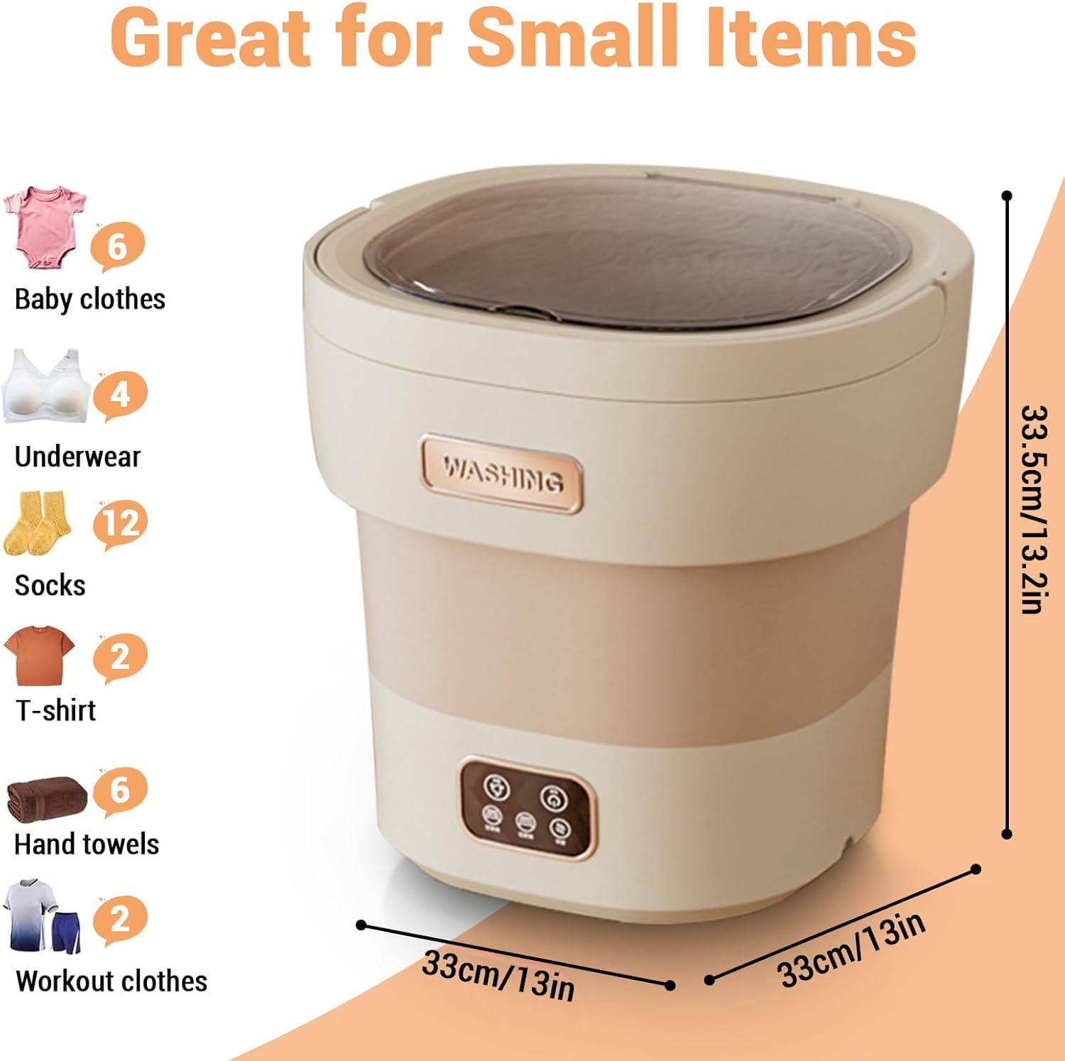 Mini Washing Machine and Dryer,12l Foldable Mini Washer for Underwear, Upgraded Collapsible Washing Machine for Baby Clothes Socks Apartment