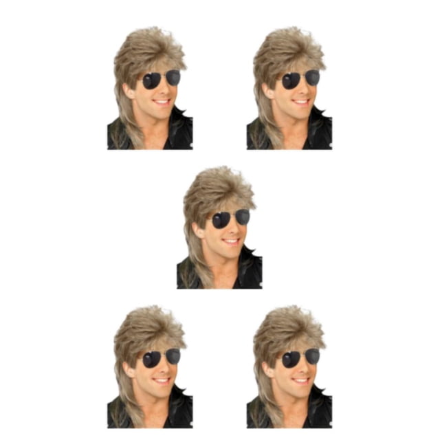 Shengyu Realistic Appearance Mens Wig For Punk Rock Disco Party Suitable For Various Occasions Wig Cover Mixed Gold 5Set