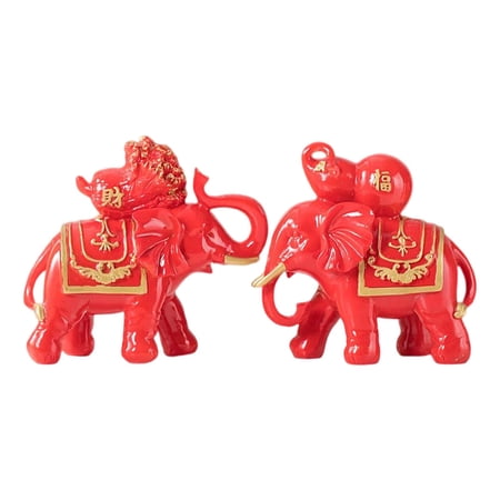 TISHITA 2x Elephant Statue Modern Gifts Resin Creative Standing Art Decor Animals Sculpture Figurine for Housewarming Living Room Desktop Bedroom.