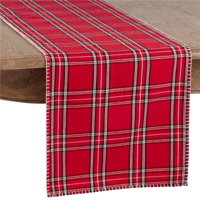 Saro Lifestyle Whipstitch Design Plaid Table Runner