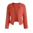 thumbnail image 5 of YDFCWXW Womens Open Front Work Blazer Long Sleeve Office Jacket Solid Color Cardigans with Zipper Pockets Orange, 3XL, 5 of 6