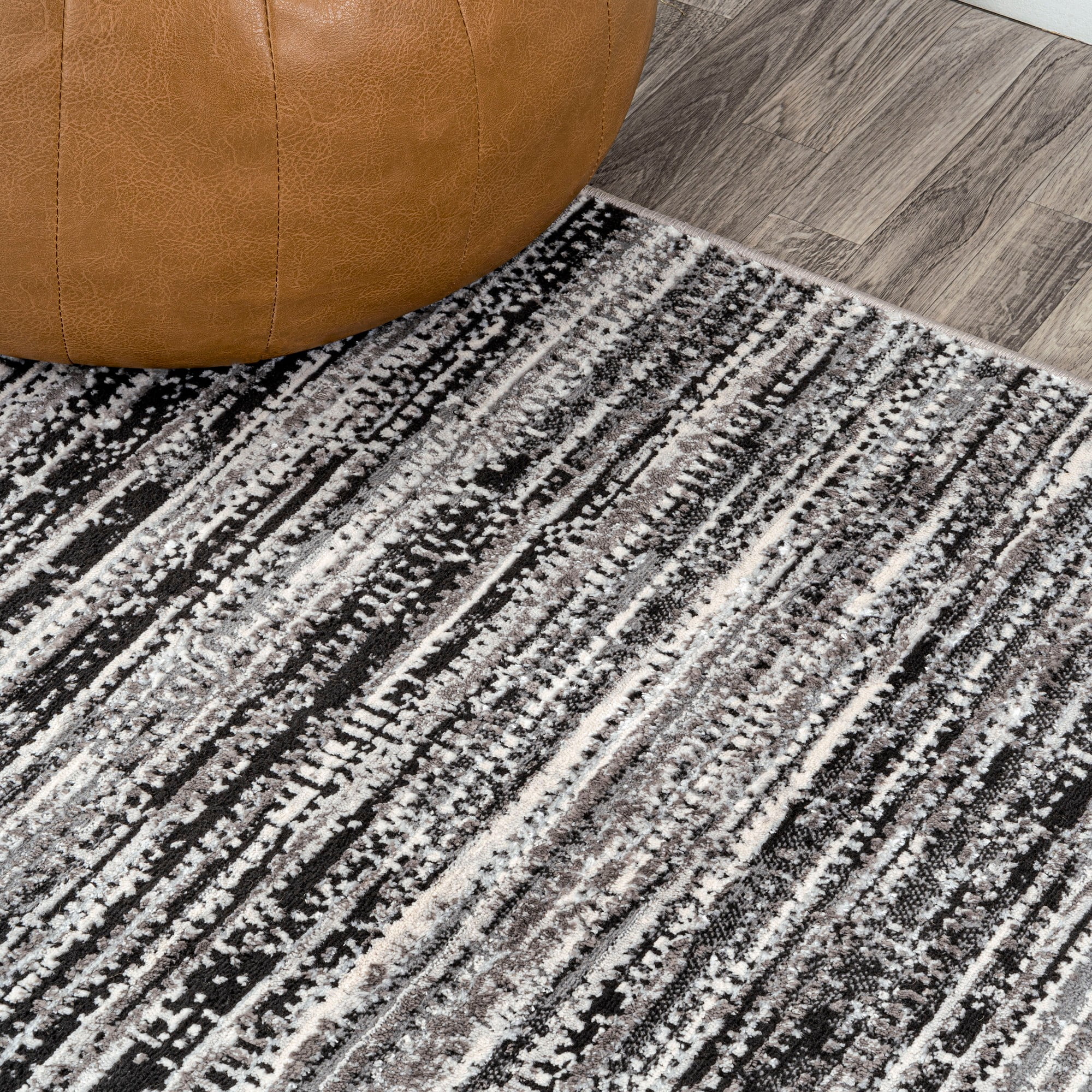JONATHAN Y SILK ORCHID 8 x 10 Area Rug, Loom Strie - Black/Gray, SOR200C-8