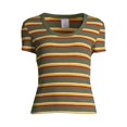 thumbnail image 6 of No Boundaries Juniors Ribbed Short Sleeve Striped Scoop Neck Top, 6 of 6