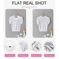 thumbnail image 3 of Women's Short Puff Sleeve Knit Tops 2024 Trendy Crewneck Striped T Shirts Casual Summer Blouses, 3 of 5