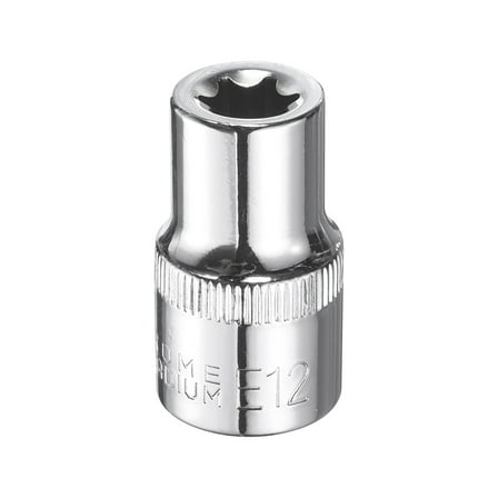 Uxcell E-Torx Socket 1/2" Drive E12 Star Socket 1.5" Length 6 Point Spline Sleeve