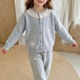 thumbnail image 4 of Jalioing Toddler Girls Sweater Cardigan Cute Lace Patchwork Long Sleeve Crew Neck Button Down Knit Cardigans 0-8 Years, 4 of 9