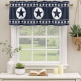 thumbnail image 3 of 2 Pack Valances for Windows, Western Star Ethnic Window Valances for Living Room/Bedroom/Bathroom, Navy Blue Texas Ethnic Stars Vintage Light Filtering Kitchen Curtain Valance 42"W x12" L, 3 of 9